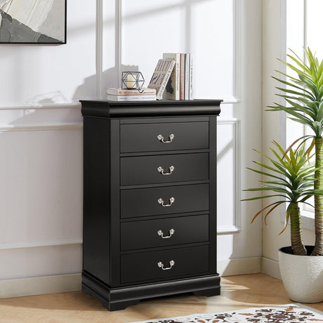 Transitional 5-Drawer 31.5 in. Wide Chest of Drawers with Bracket Feet-斗柜-Parc Decor
