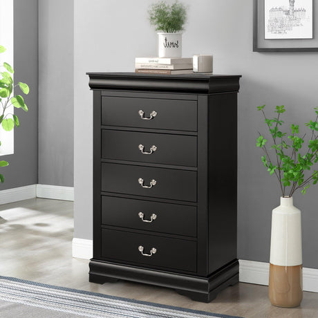 Transitional 5-Drawer 31.5 in. Wide Chest of Drawers with Bracket Feet-斗柜-Parc Decor