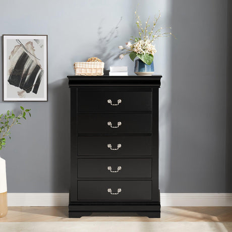 Transitional 5-Drawer 31.5 in. Wide Chest of Drawers with Bracket Feet-斗柜-Parc Decor