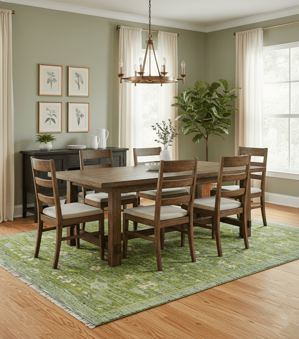 Transitional Design Green And Blue Hand Knotted Custom Made Wool Rug