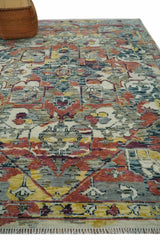 Transitional Ivory, Rust, Yellow Custom Made Turkish Design wool Area Rug