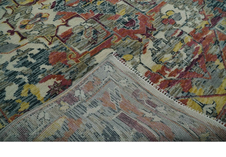 Transitional Ivory, Rust, Yellow Custom Made Turkish Design wool Area Rug