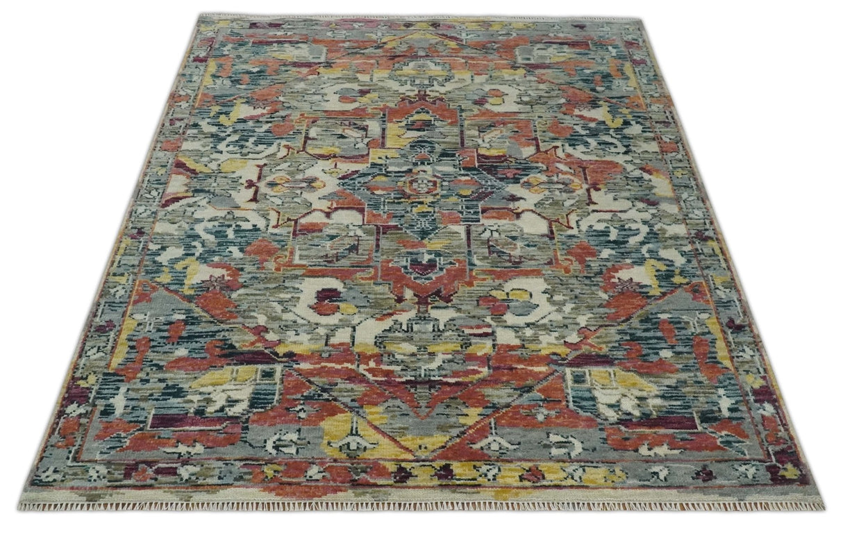 Transitional Ivory, Rust, Yellow Custom Made Turkish Design wool Area Rug