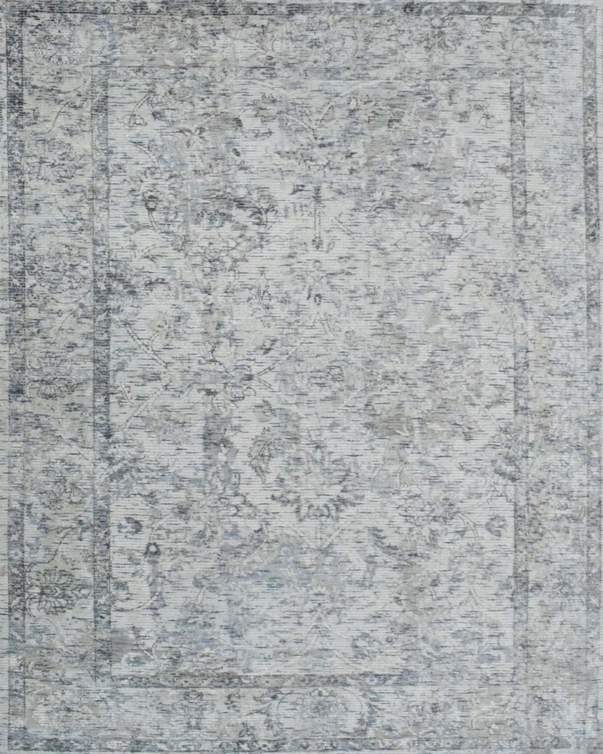 Transitional Silver and Gray Hand Loom Wool 5x7 Area Rug