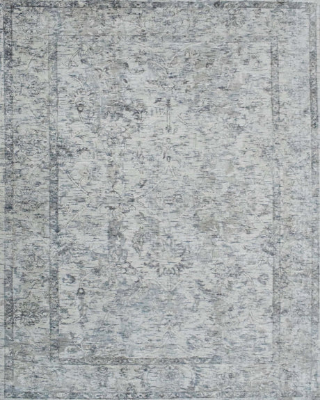 Transitional Silver and Gray Hand Loom Wool 5x7 Area Rug
