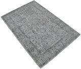 Transitional Silver and Gray Hand Loom Wool 5x7 Area Rug