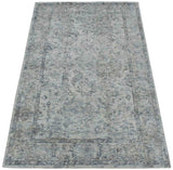 Transitional Silver and Gray Hand Loom Wool 5x7 Area Rug