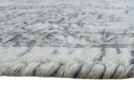 Transitional Silver and Gray Hand Loom Wool 5x7 Area Rug