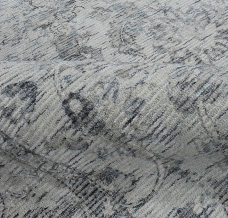 Transitional Silver and Gray Hand Loom Wool 5x7 Area Rug