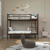 Transitional Solid Hardwood Twin over Twin Bunk Bed, Patented Insert & Lock Joint for Extra Safety for Kids
