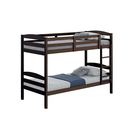 Transitional Solid Hardwood Twin over Twin Bunk Bed, Patented Insert & Lock Joint for Extra Safety for Kids-双人床-Parc Decor