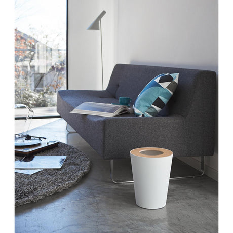 Trash Can - Round - Steel + Wood