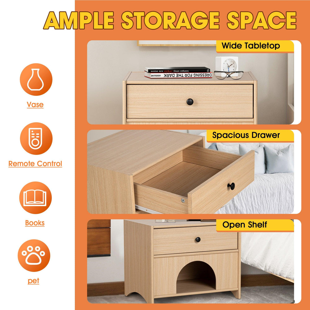 Travis Modern Natural 22-inch Side Table with Pet-Friendly Nook-边桌-Parc Decor