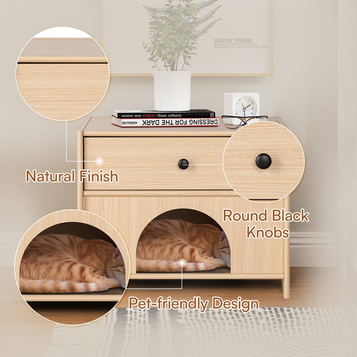 Travis Modern Natural 22-inch Side Table with Pet-Friendly Nook-边桌-Parc Decor