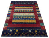 Tree 5x7 Multicolor Red and Blue Hand Knotted Wool Hand Made Lori Rug | KNT45