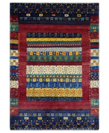 Tree 5x7 Multicolor Red and Blue Hand Knotted Wool Hand Made Lori Rug