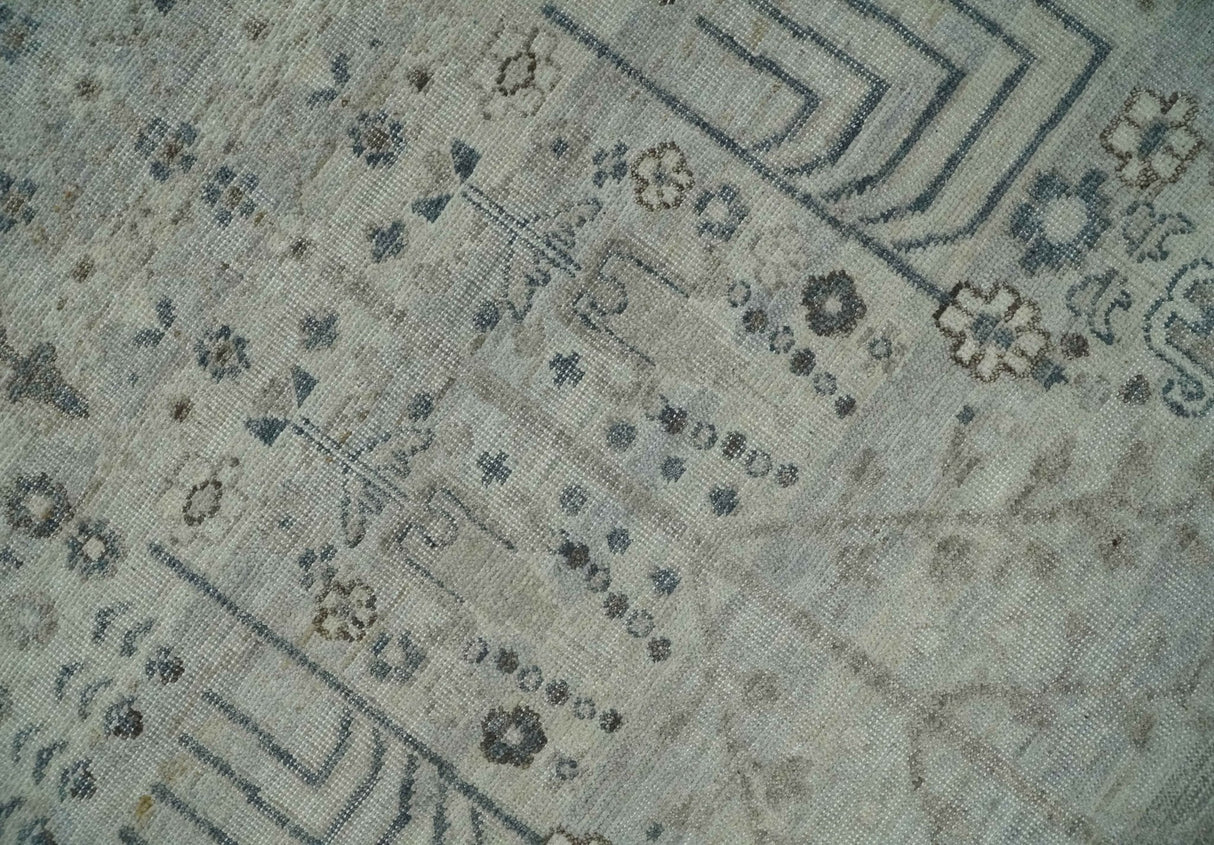 Tree of life Antique Distressed Finished Gray and Silver Low Pile Multi Size wool Area Rug