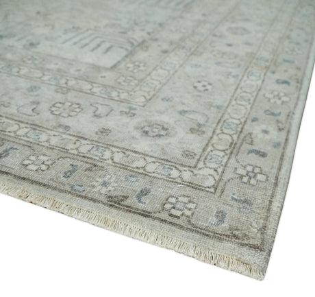 Tree of life Antique Distressed Finished Gray and Silver Low Pile Multi Size wool Area Rug