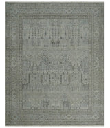 Tree of life Antique Distressed Finished Gray and Silver Low Pile Multi Size wool Area Rug