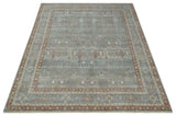 Tree of life Antique Distressed Finished Gray, Silver and Rust Low Pile Multi Size wool Area Rug