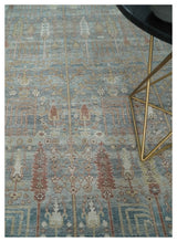 Tree of life Antique Distressed Finished Gray, Silver and Rust Low Pile Multi Size wool Area Rug