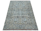 Tree of life Beige Traditional Style Hand knotted 4x6 Wool Area Rug
