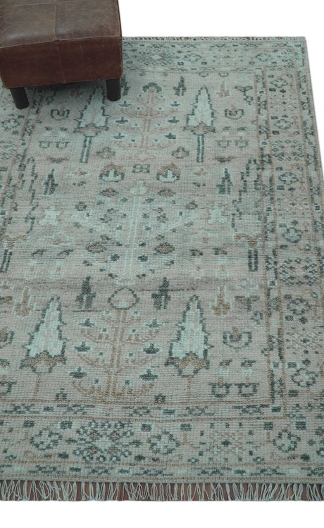 Tree of life Beige Traditional Style Hand knotted 4x6 Wool Area Rug