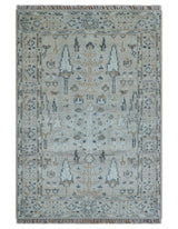Tree of life Beige Traditional Style Hand knotted 4x6 Wool Area Rug
