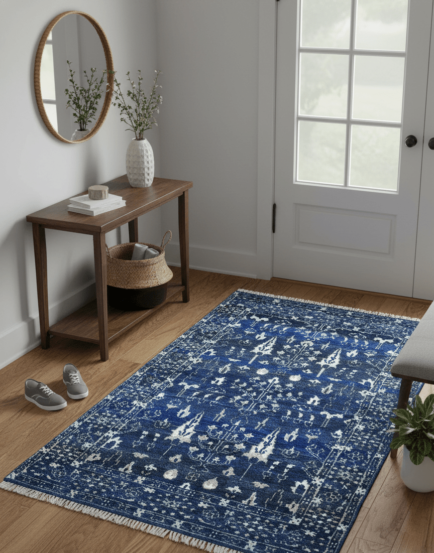 Tree of life Blue Traditional Style Hand knotted 5x8 Wool Area Rug