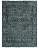 Tree of life Gray, Charcoal and Ivory Hand knotted Traditional Floral Multi Size wool Area Rug