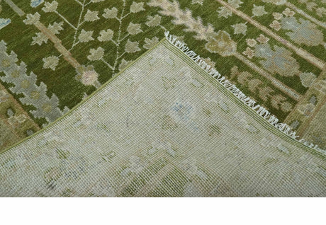 Tree of life Green and Silver Hand Knotted Traditional Custom Made wool rug