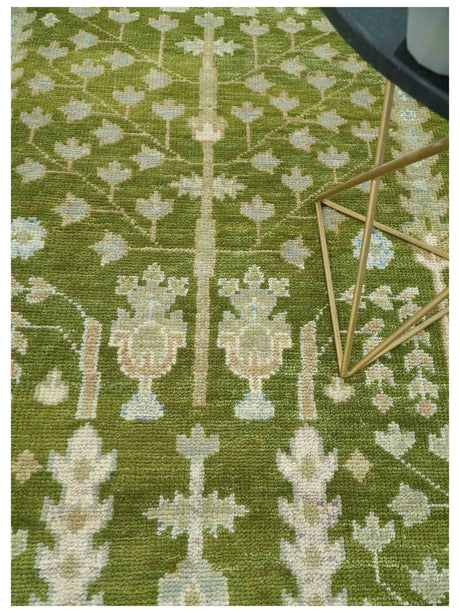 Tree of life Green and Silver Hand Knotted Traditional Custom Made wool rug