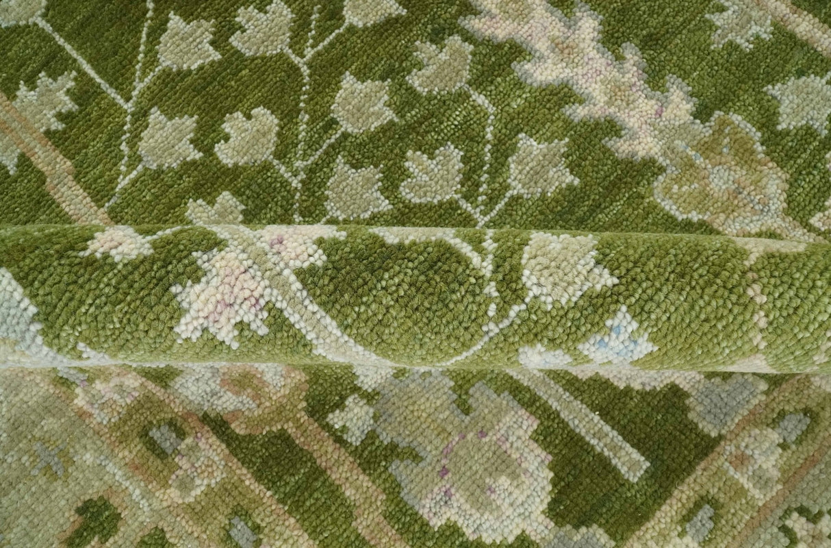 Alfombra de lana anudada a mano, tradicional y personalizada, con diseño Árbol de la vida verde y plata