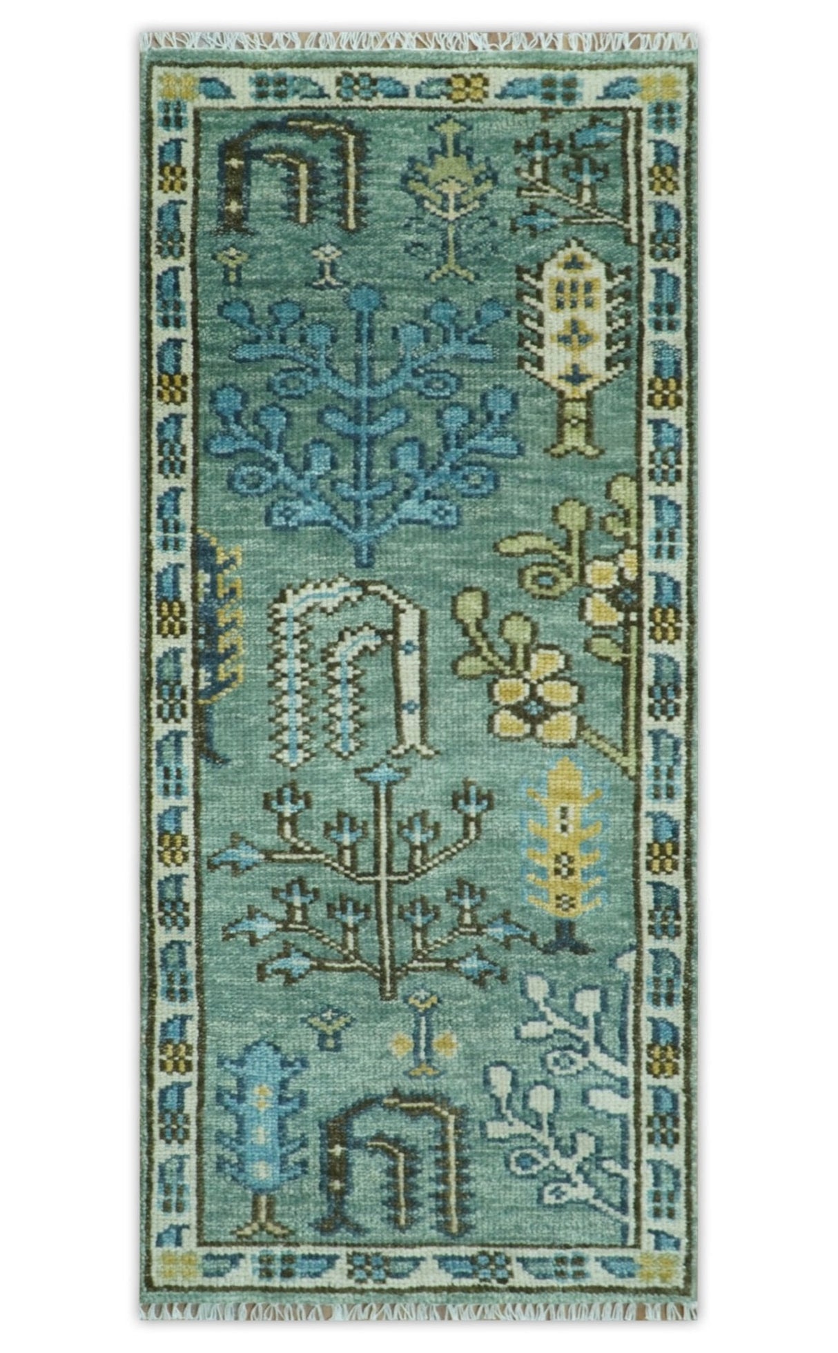Tree of Life Green Traditional Hand Knotted Turkish Design Multi Size Wool Area Rug
