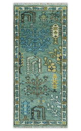 Tree of Life Green Traditional Hand Knotted Turkish Design Multi Size Wool Area Rug