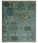 Tree of Life Green Traditional Hand Knotted Turkish Design Multi Size Wool Area Rug