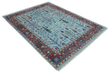 Tree of Life Hand Knotted Blue and Rust Oushak Custom Made Wool Rug
