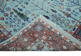 Tree of Life Hand Knotted Blue and Rust Oushak Custom Made Wool Rug