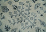 Tree of Life Hand Knotted Ivory and Charcoal Traditional Oushak 8x10 Wool Rug