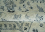 Tree of Life Hand Knotted Ivory and Charcoal Traditional Oushak 8x10 Wool Rug