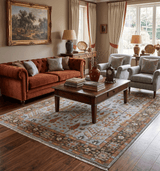 Tree of Life Hand Knotted Silver, Brown and Rust Traditional Wool Rug