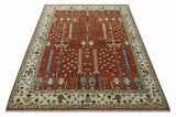 Tree of Life Rust and Ivory Traditional Hand Knotted Turkish Design Wool Area Rug