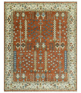 Tree of Life Rust and Ivory Traditional Hand Knotted Turkish Design Wool Area Rug