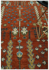 Tree of Life Rust and Ivory Traditional Hand Knotted Turkish Design Wool Area Rug
