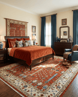 Tree of Life Rust and Ivory Traditional Hand Knotted Turkish Design Wool Area Rug