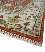 Tree of Life Rust and Ivory Traditional Hand Knotted Turkish Design Wool Area Rug