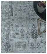 Tree of Life Silver And Gray 6x9 Hand Knotted Bamboo Silk Area Rug