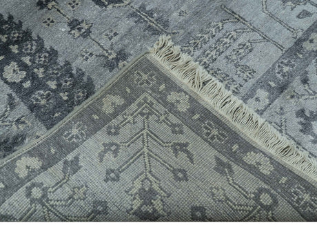Tree of Life Silver And Gray 6x9 Hand Knotted Bamboo Silk Area Rug