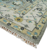 Tree of life Silver and Ivory Hand Knotted Traditional Multi Size Wool Area Rug