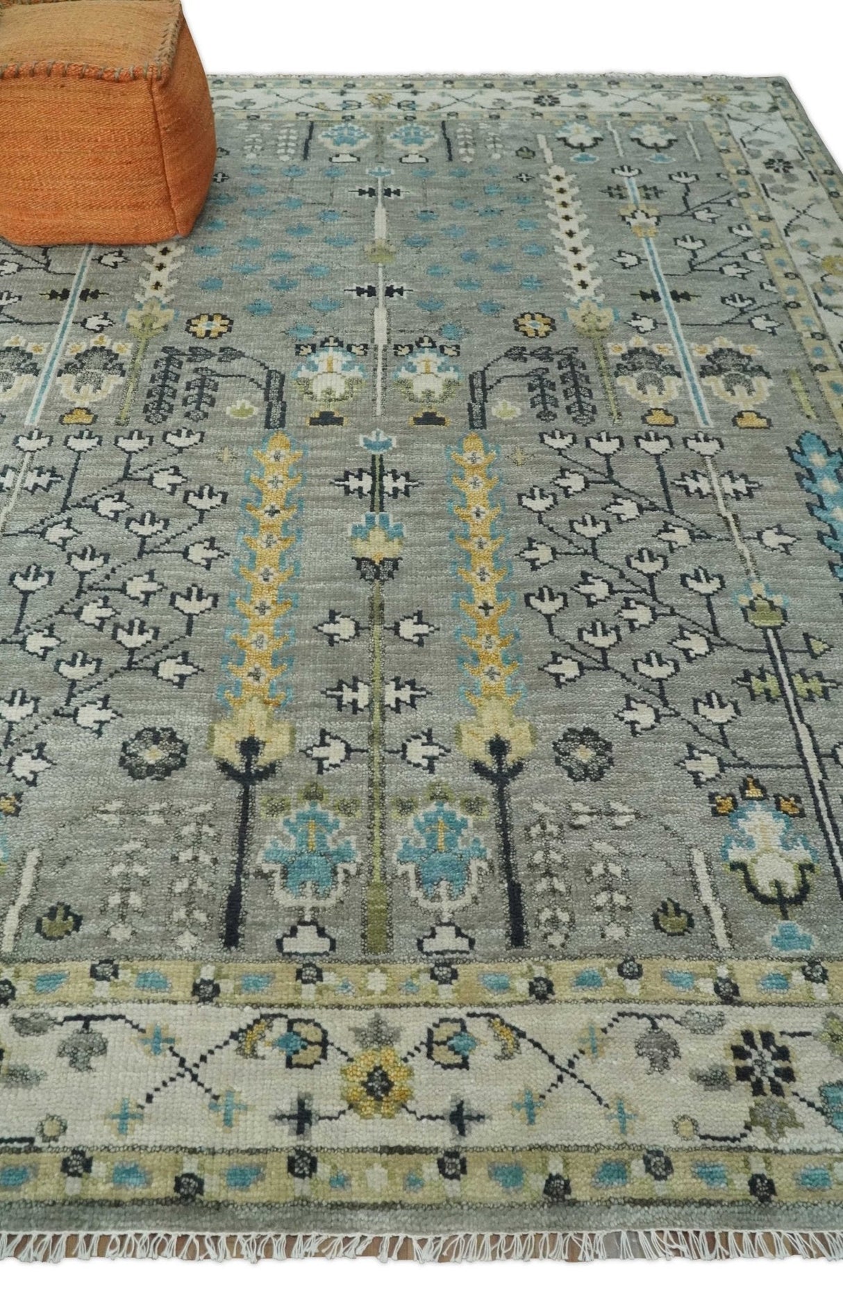 Tree of life Silver and Ivory Hand Knotted Traditional Multi Size Wool Area Rug